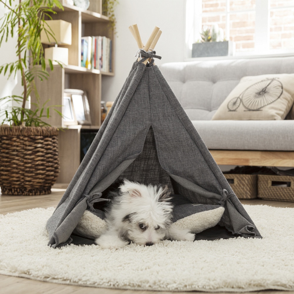 数量限定 ペット用テント ティピー グレー グレー ペット用品 犬 猫 小動物 ホームセンター通販のカインズ