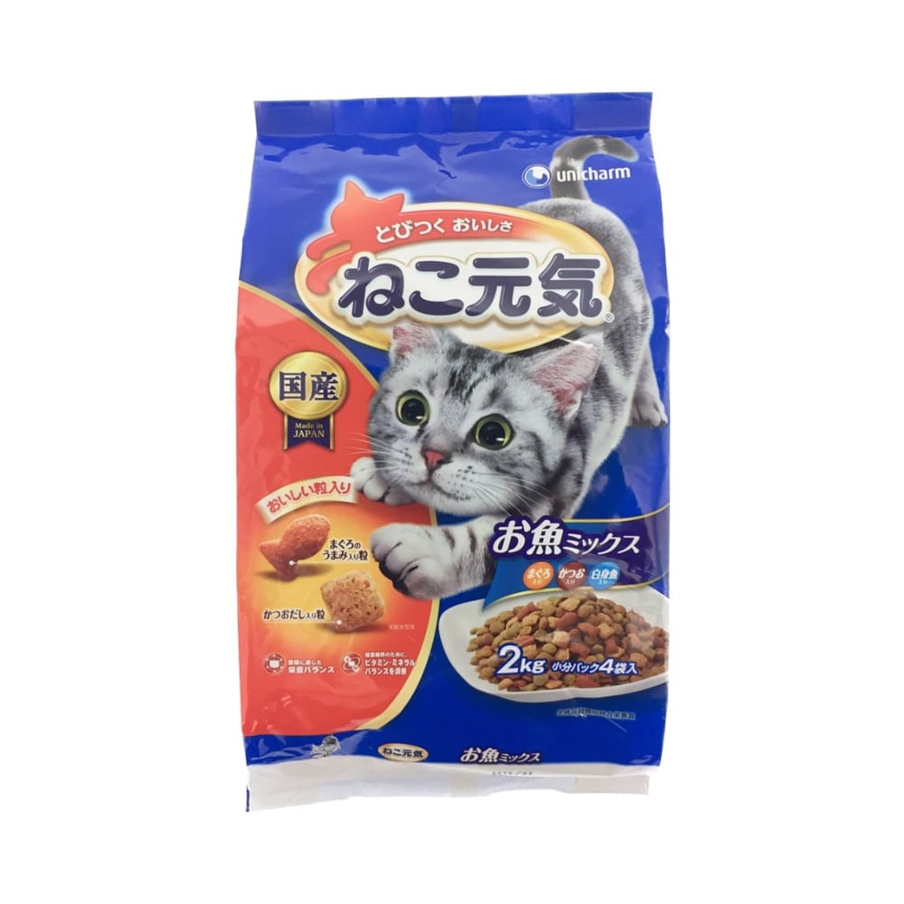 最安値 ユニチャーム ねこ元気 全猫用 お魚ミックス かつお 白身魚 2kg 09 の価格比較