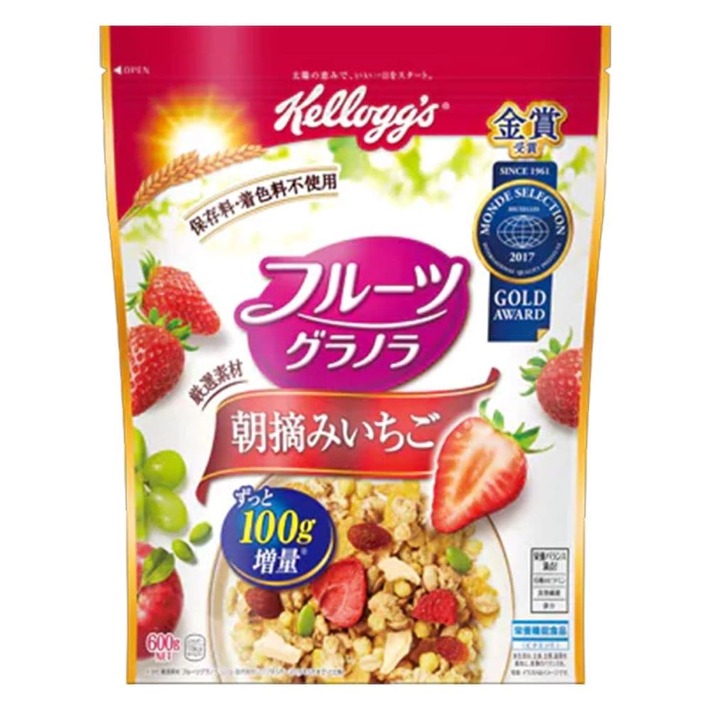 最安値｜日本ケロッグ ケロッグ フルーツグラノラ朝摘みいちご 徳用袋 600g 1セット 6袋 [0696]の価格比較