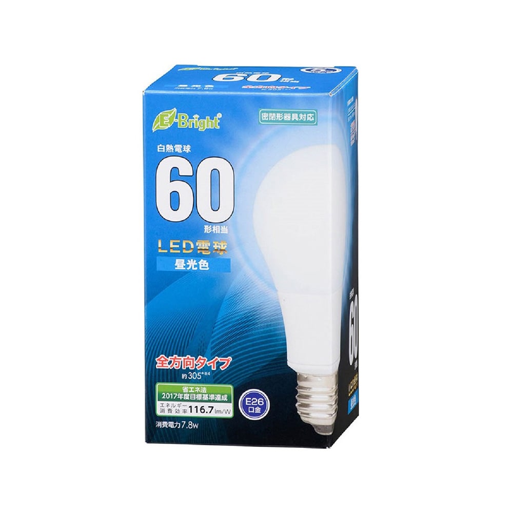 オーム電機 Led電球 E26 60形相当 昼光色 Lda8d G Ag26 06 3616 60形 昼光色 照明 ライトホームセンター通販のカインズ