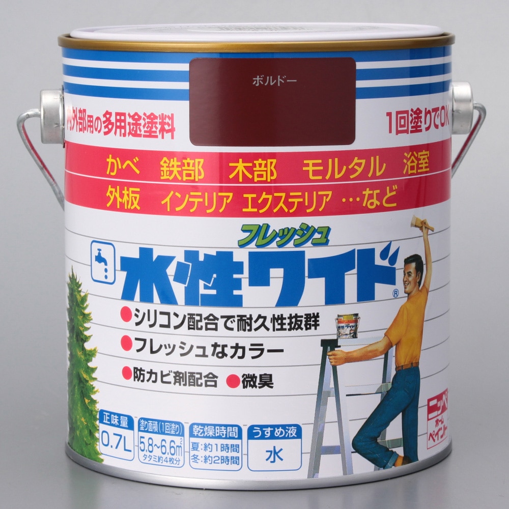 塗料 ニッペ 多用途塗料 水性フレッシュワイド アイボリー(ぞうげ色) 14L